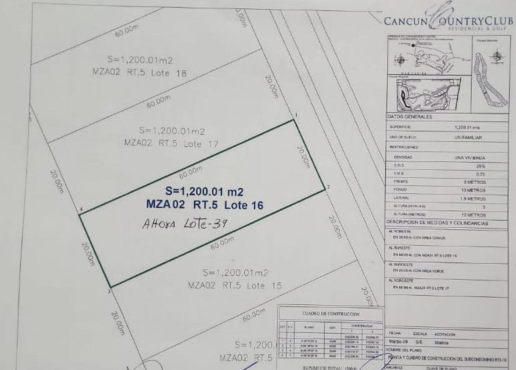 Terreno Habitacional en Venta en Cancún Country Club, Colosio, Cancún, Quintana Roo — foto 1